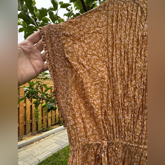 FREE PEOPLE One Fine Day Mini Dress, Milk Chocolate Combo Floral - Sz L - Picture 10 of 16